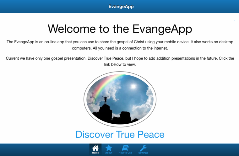 evangeapp main page